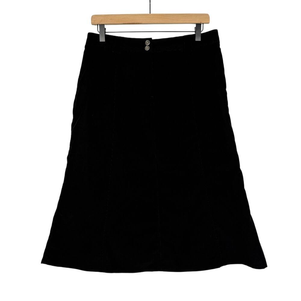 Charter Club Black Corduroy A-Line Midi Skirt 12P Preppy Fall Winter Classic